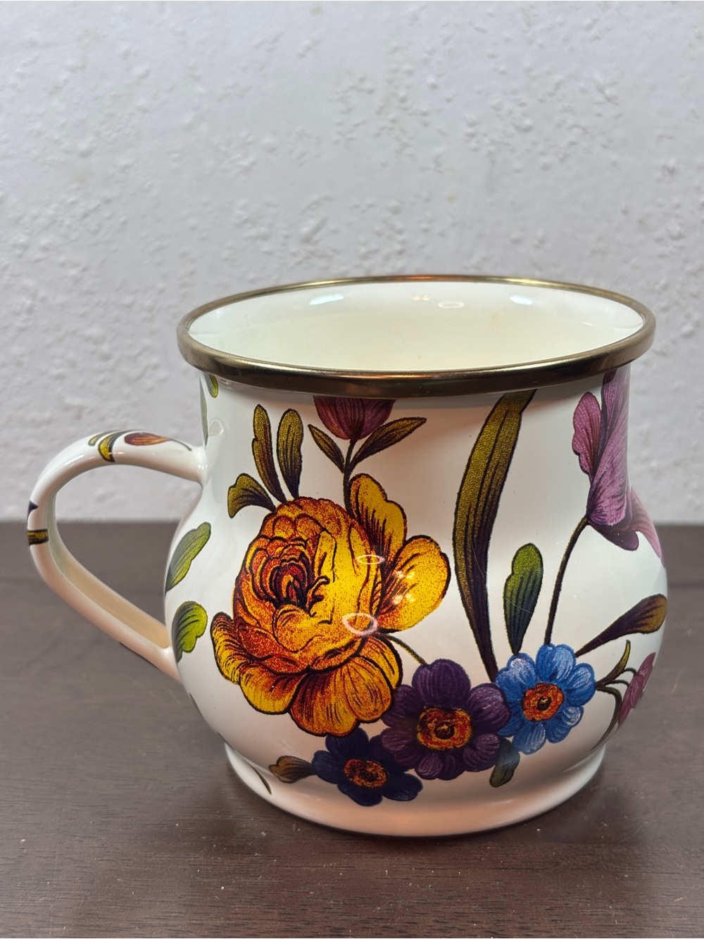 Floral Ceramic Mug with Gold Rim